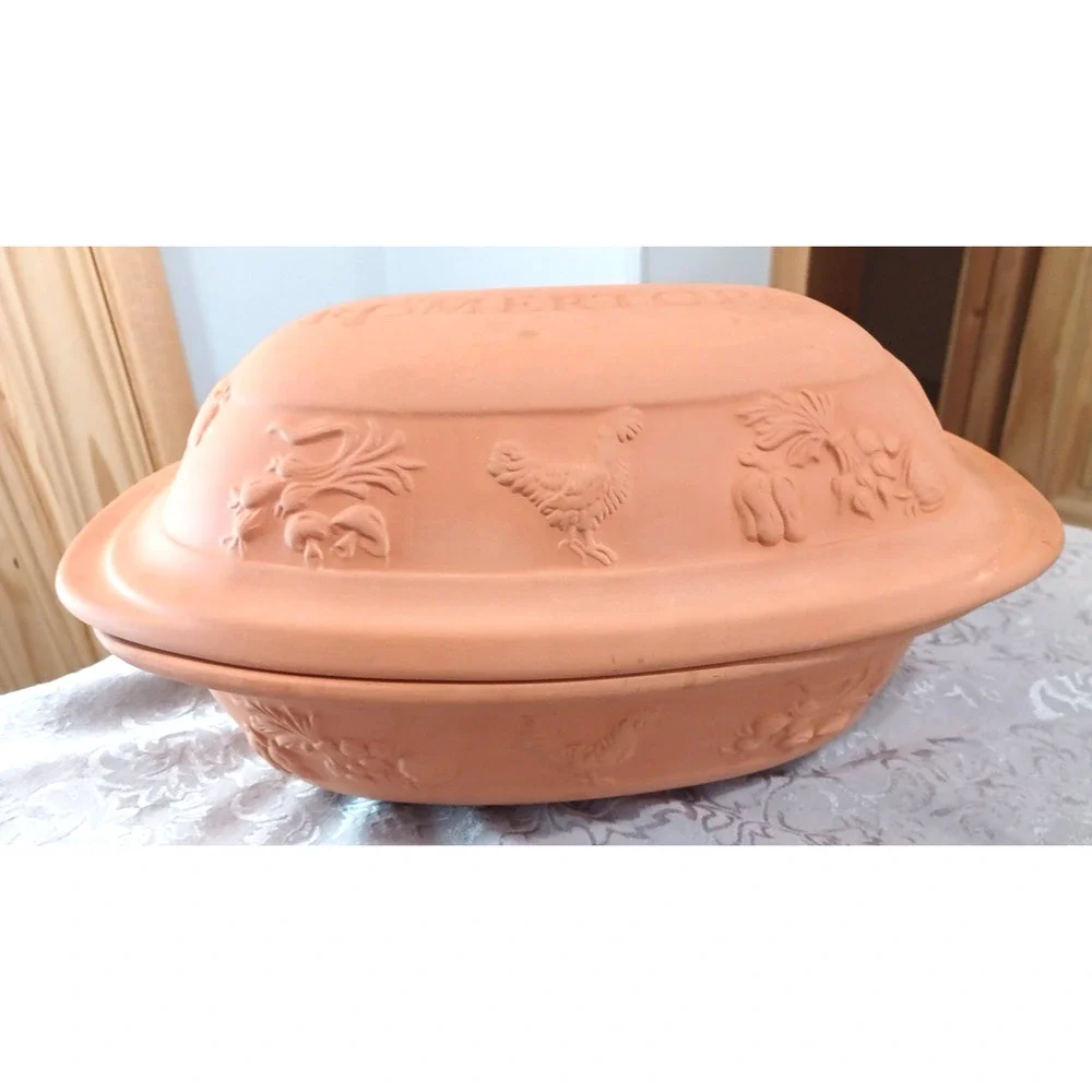 Romertopf 119 Germany Terracotta Orange Clay Large 14x10x7 Dutch Oven Roaster